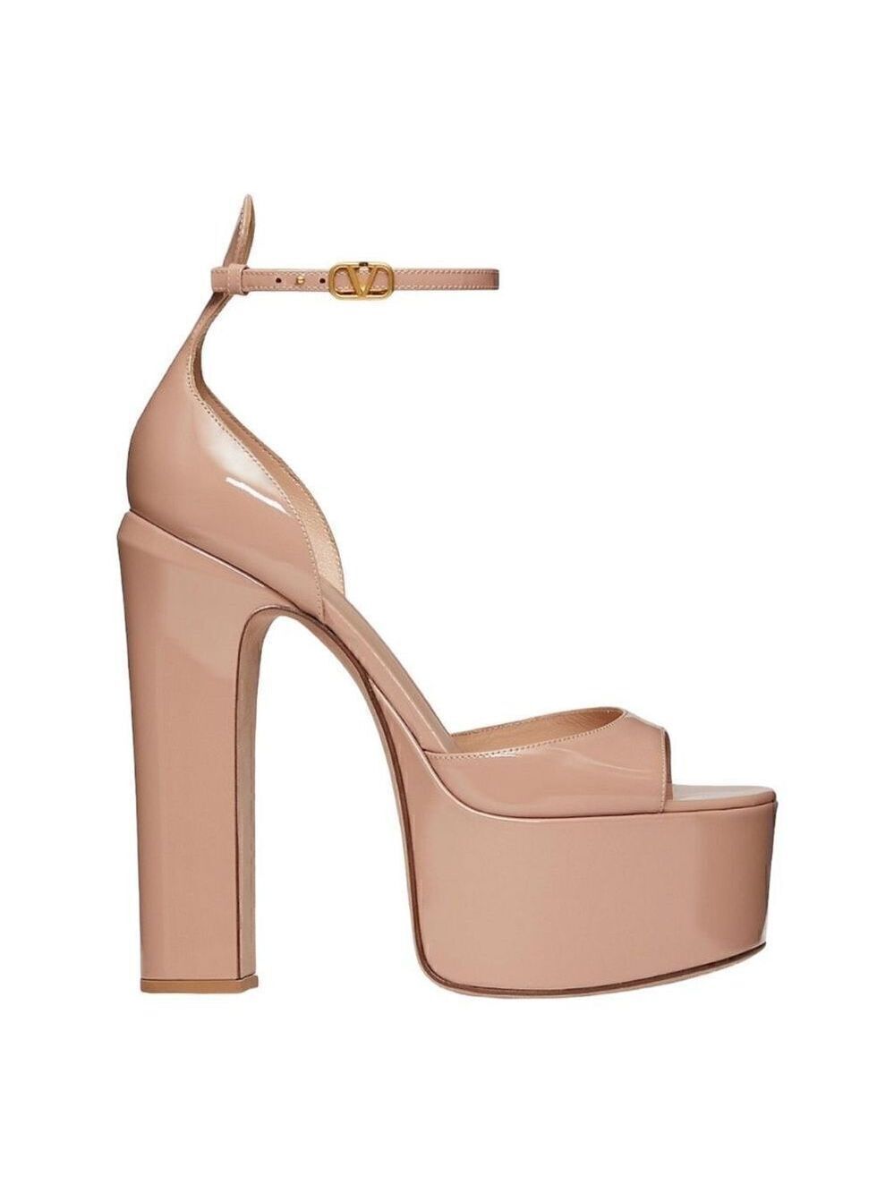 VALENTINO GARAVANI Tan-go Rose Cannelle Platform Patent Leather Sandal Size 10.5